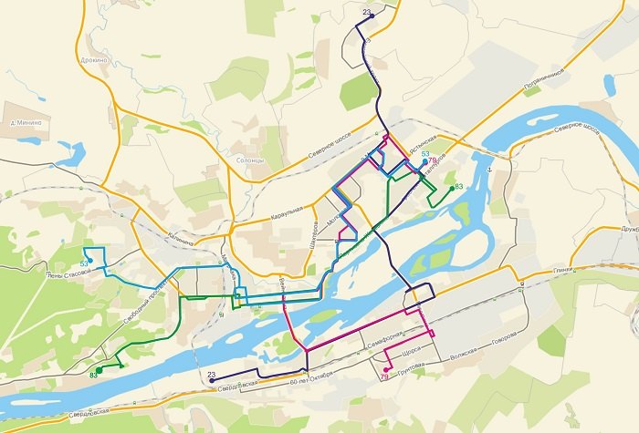 карта маршрутов
